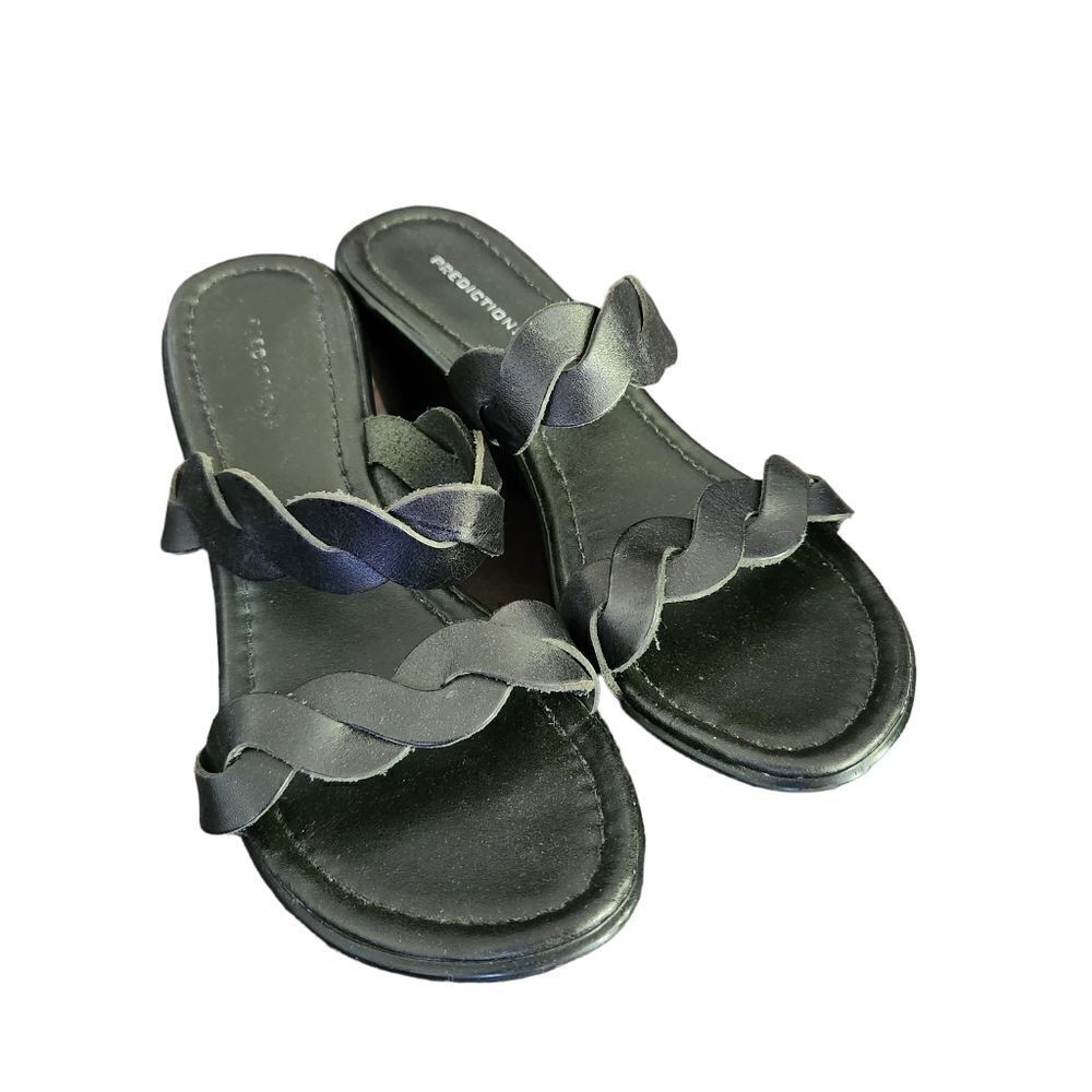 Predictions Strappy Wedge Slip-on Open Toe Leather Upper Sandle Size 7.5